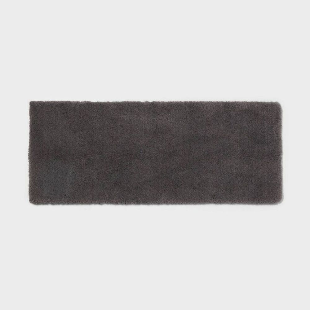 Threshold - 24"x60" Spa Plush Bath Rug Dark Gray - Threshold Gray